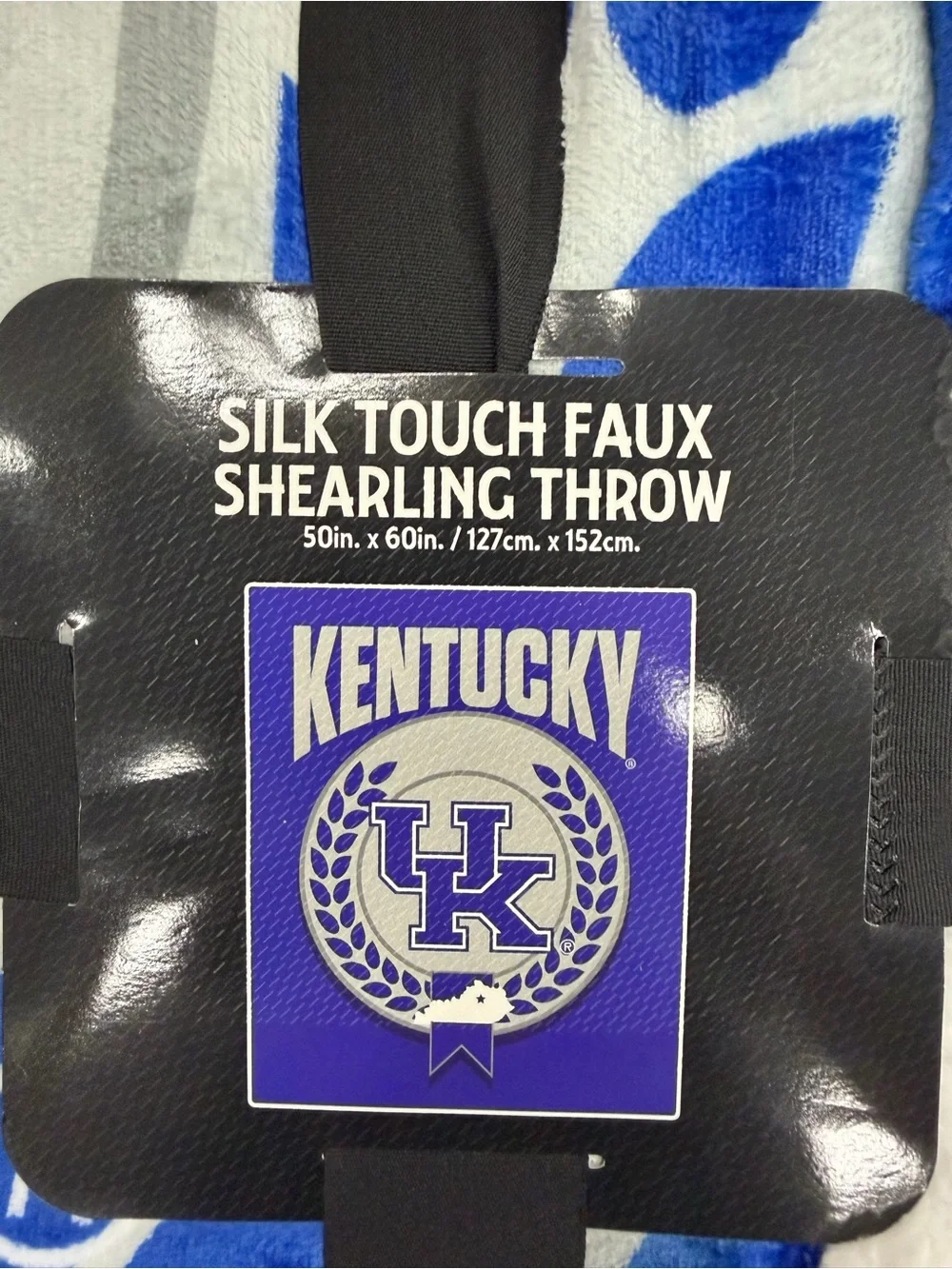 NCAA Kentucky Silk Touch Faux Shearling Throw - Blue & White